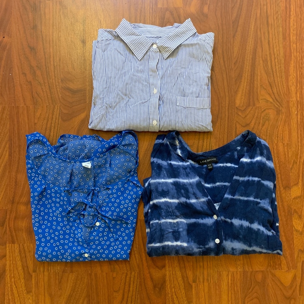 Lot of Three Blue Button Down Tops